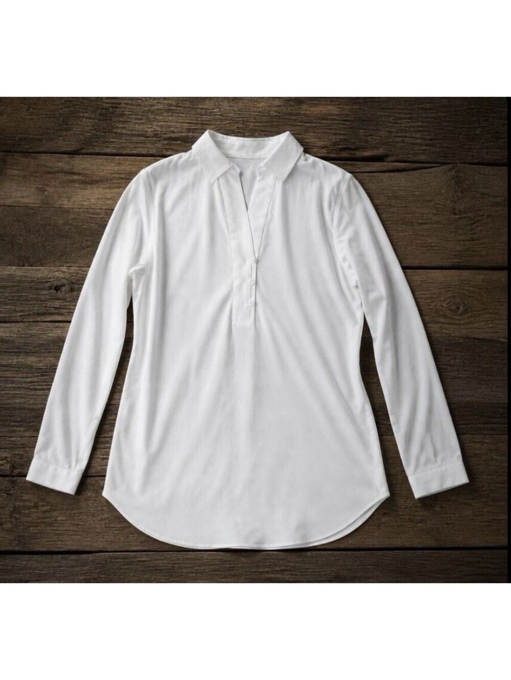 TALBOTS WOMENS NON-IRON STRETCH COTTON TUNIC IN WHITE-SIZE 12P